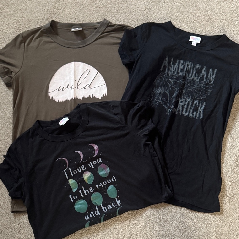 LuLaRoe Lot of Women’s Graphic T-Shirts - Black and Brown